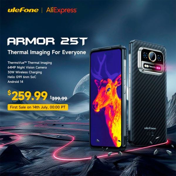 Самый доступный смартфон с тепловизором Ulefone Armor 25T поступает в продажу на AliExpress за $259,99